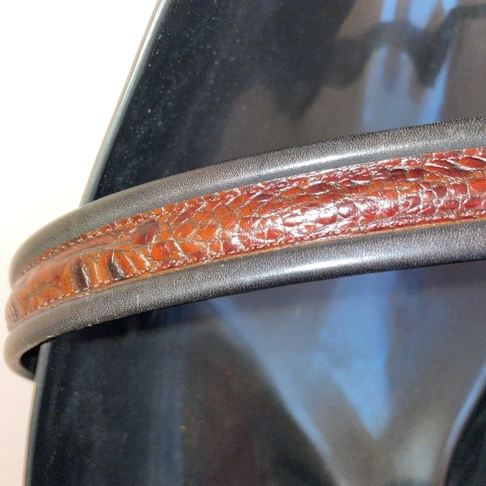 Brighton Leather Black with Brown Inlay design Reptile  size 36